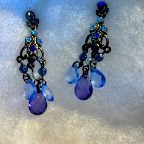 1928 2-piece statement necklace and post earrings set in blue crystal - Picture 4 of 8